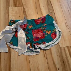 Floral Satin Bow Pajama Shorts